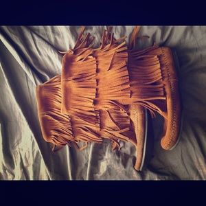 leather fringe boots